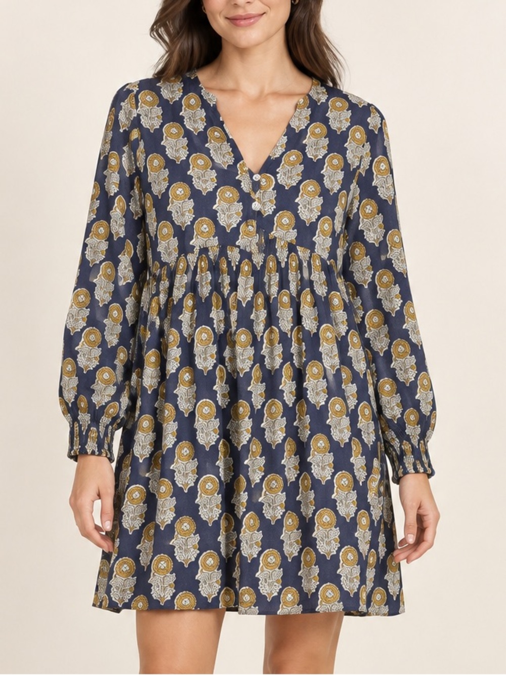 NWT Clara the Label Navy Block Print Floral Mini Dress Sz. S